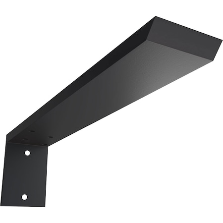 Ekena Millwork Hidden Support Steel Heavy Duty Bracket w/ Back Plate, Powder Coated Black 2 1/2"W x 14"D x 4"H BKTM02X14X04HBPBL